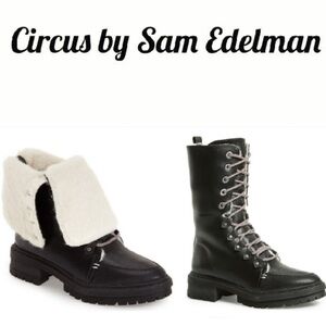 Circus by Sam Edelman Liam Faux Leather Faux Fur Lined Boots Womens Size 7 Black